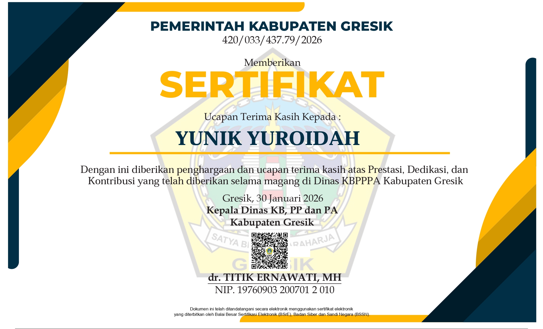 Automation Engineer Internship - Dinas KBPPA Gresik Regency evidence